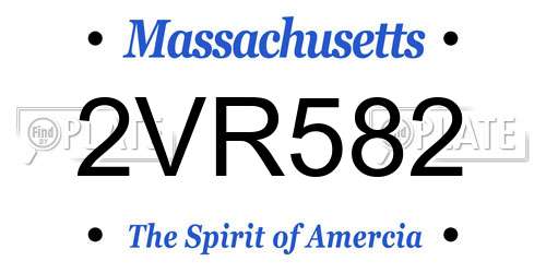 2VR582 Massachusetts License Plate