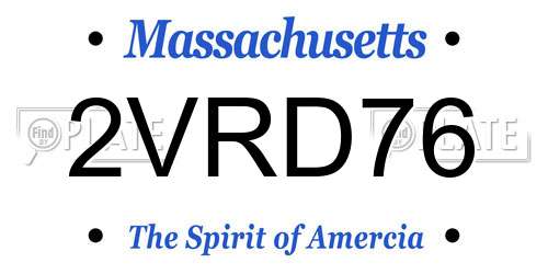 2VRD76 Massachusetts License Plate