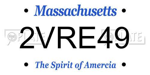 2VRE49 Massachusetts License Plate