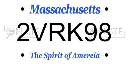 2VRK98 Massachusetts License Plate