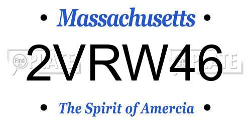 2VRW46 Massachusetts License Plate