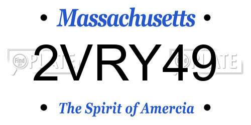 2VRY49 Massachusetts License Plate