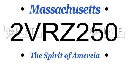 2VRZ250 Massachusetts License Plate