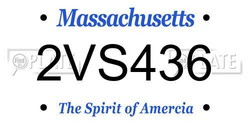 2VS436 Massachusetts License Plate