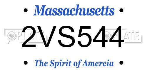 2VS544 Massachusetts License Plate