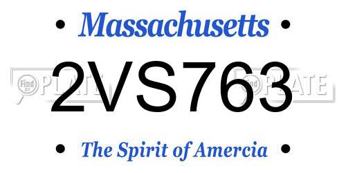 2VS763 Massachusetts License Plate