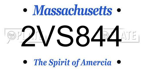 2VS844 Massachusetts License Plate