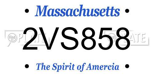 2VS858 Massachusetts License Plate