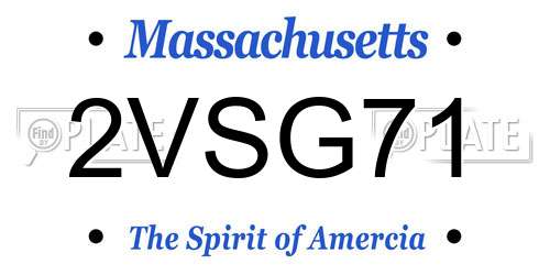 2VSG71 Massachusetts License Plate