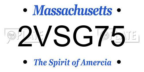 2VSG75 Massachusetts License Plate