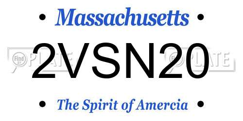 2VSN20 Massachusetts License Plate