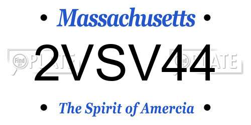 2VSV44 Massachusetts License Plate