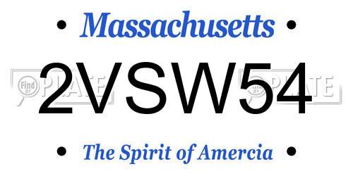 2VSW54 Massachusetts License Plate