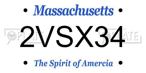 2VSX34 Massachusetts License Plate