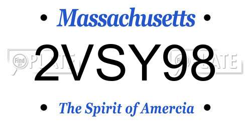 2VSY98 Massachusetts License Plate
