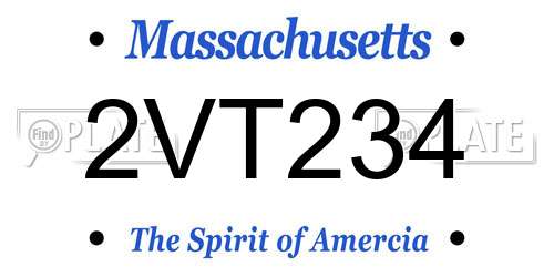 2VT234 Massachusetts License Plate
