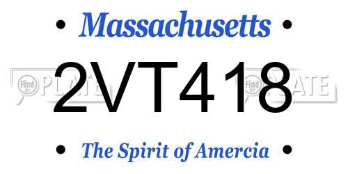 2VT418 Massachusetts License Plate