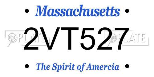 2VT527 Massachusetts License Plate