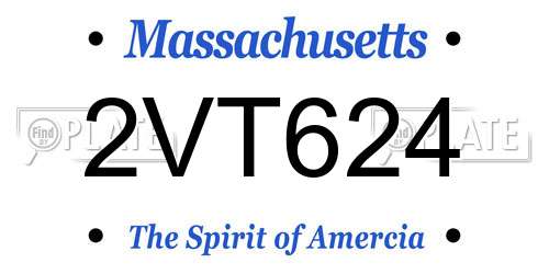 2VT624 Massachusetts License Plate