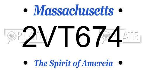 2VT674 Massachusetts License Plate