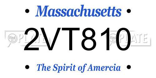 2VT810 Massachusetts License Plate