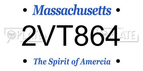 2VT864 Massachusetts License Plate