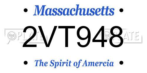 2VT948 Massachusetts License Plate