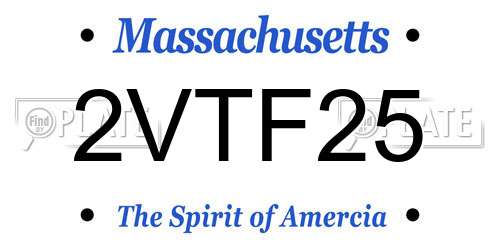 2VTF25 Massachusetts License Plate