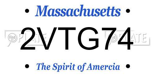 2VTG74 Massachusetts License Plate