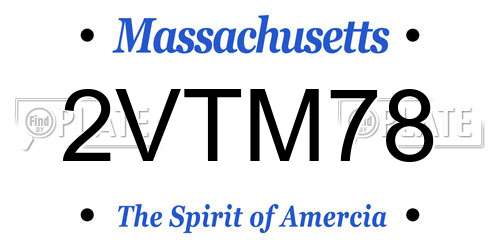 2VTM78 Massachusetts License Plate