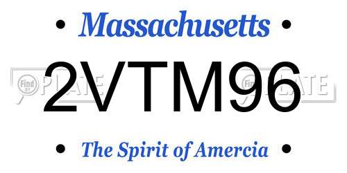 2VTM96 Massachusetts License Plate