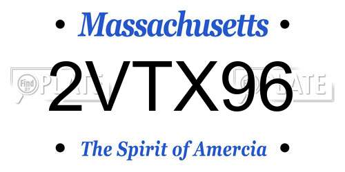2VTX96 Massachusetts License Plate