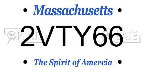 2VTY66 Massachusetts License Plate