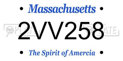 2VV258 Massachusetts License Plate