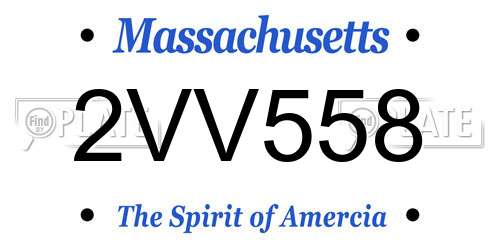 2VV558 Massachusetts License Plate