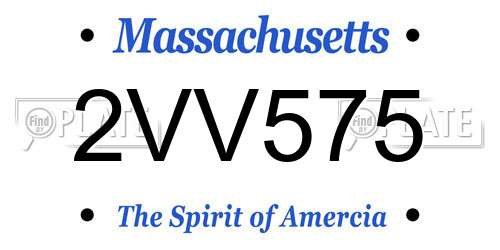 2VV575 Massachusetts License Plate