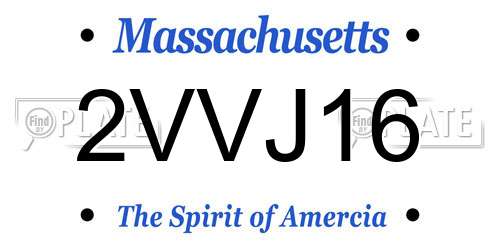 2VVJ16 Massachusetts License Plate
