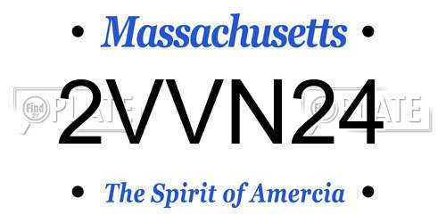 2VVN24 Massachusetts License Plate