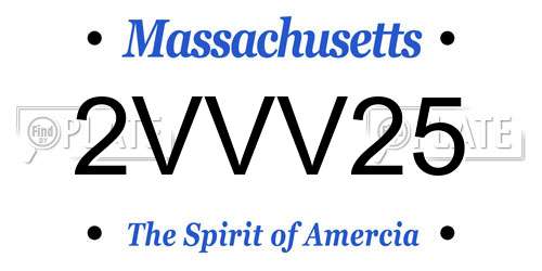 2VVV25 Massachusetts License Plate
