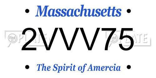2VVV75 Massachusetts License Plate