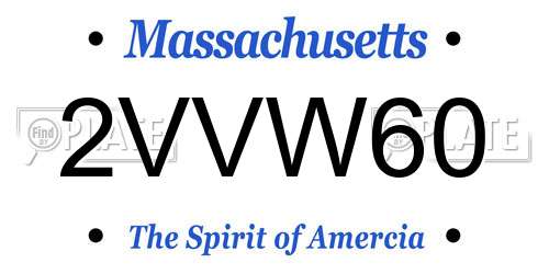 2VVW60 Massachusetts License Plate