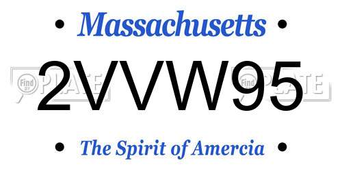 2VVW95 Massachusetts License Plate