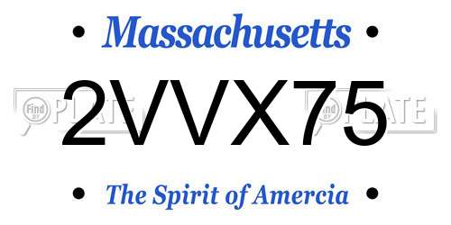 2VVX75 Massachusetts License Plate