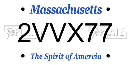2VVX77 Massachusetts License Plate