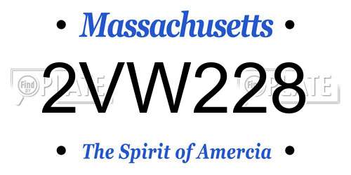 2VW228 Massachusetts License Plate