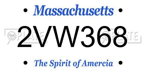 2VW368 Massachusetts License Plate