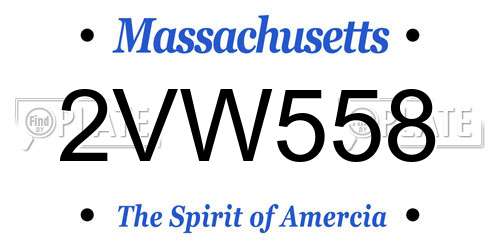 2VW558 Massachusetts License Plate