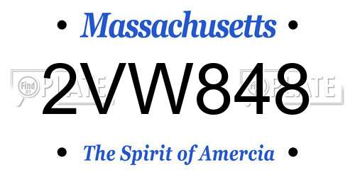 2VW848 Massachusetts License Plate