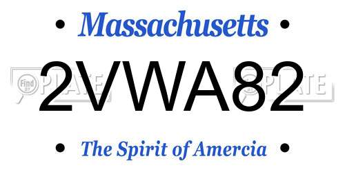 2VWA82 Massachusetts License Plate