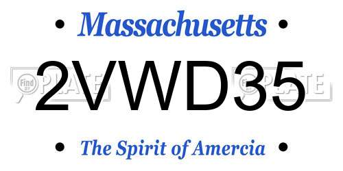 2VWD35 Massachusetts License Plate